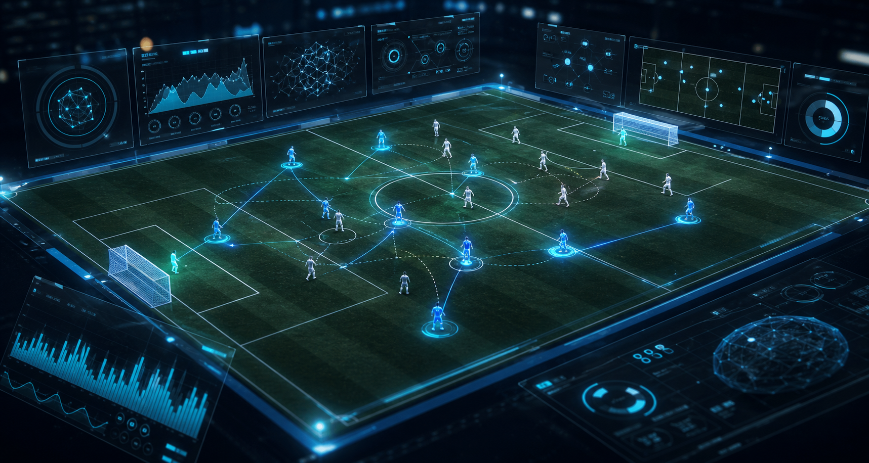 Inteligencia artificial analizando datos de un partido de futbol